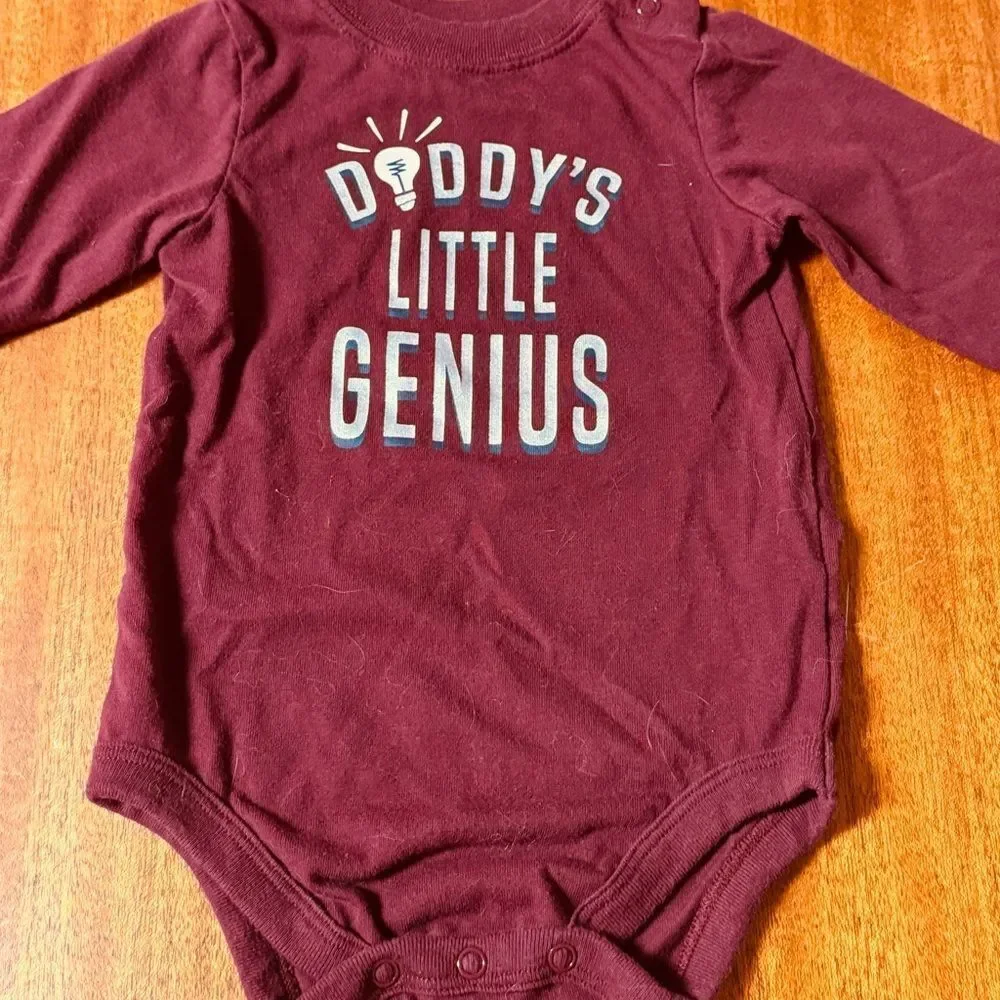 Garanimals Daddy's Little Genius Maroon Baby Onesie 18 Month